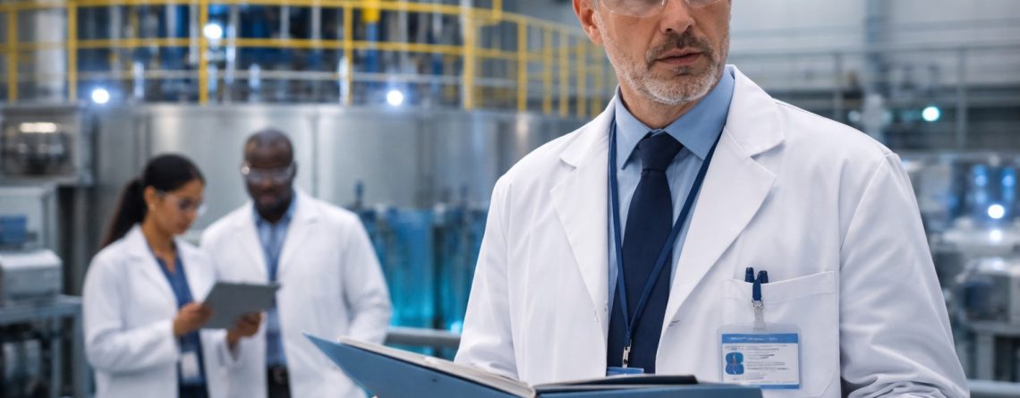 Scientist in a lab coat holding a clipboard at a nuclear facility, representing the Barnett v. Canadian Nuclear Laboratories case.