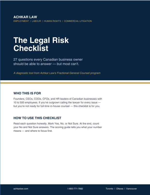 Employer Legal Risk Checklist - Achkar Law